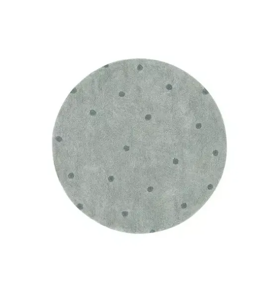 Washable Rug Round Dot Blue Sage