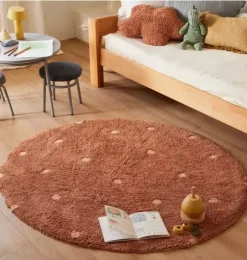 Washable Rug Round Dot Chestnut