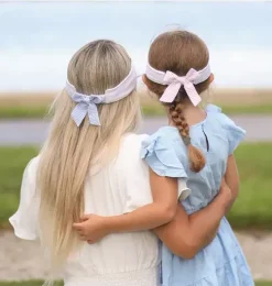 White Visor with Pink Seersucker Bow