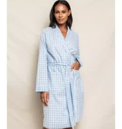 Women's Light Blue Gingham Robe