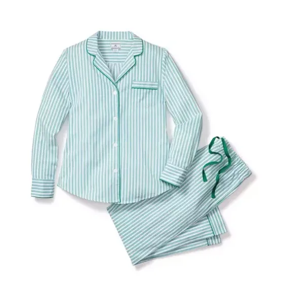 Women's Pajama Set in Emerald Ticking