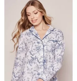 Women's Twill Nightshirt in Blue Timeless Toile