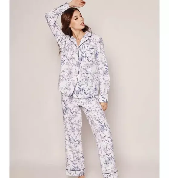 Women's Twill Pajama Set in Blue Timeless Toile