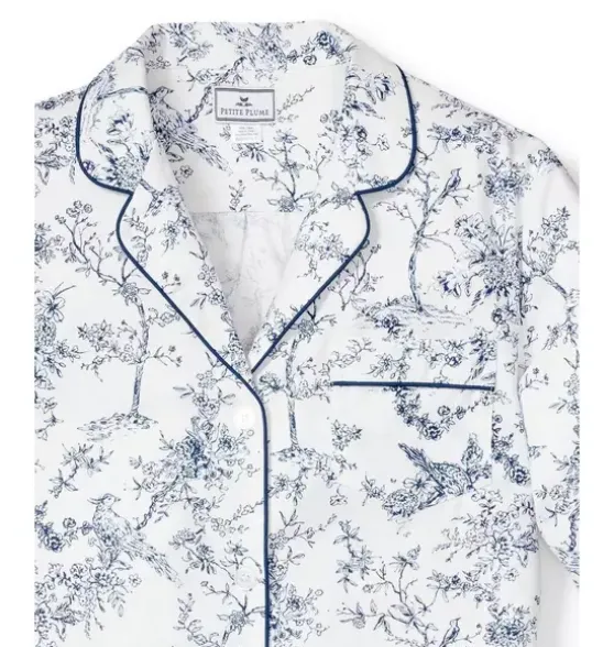 Women's Twill Pajama Set in Blue Timeless Toile